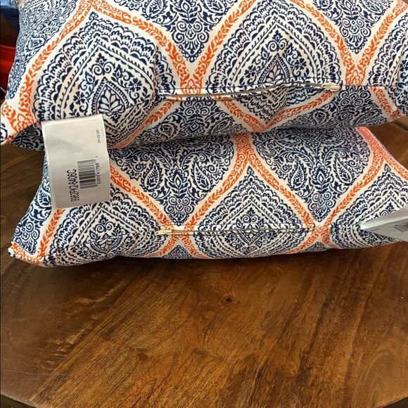 20” x L x 20” W x 6” T Square Outdoor Throw Pillow in Andorra Tiger Lily-2-Pack - Picture 2 of 7